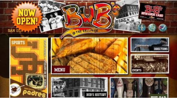 Bub's At The Ballpark Nightlife Web Design